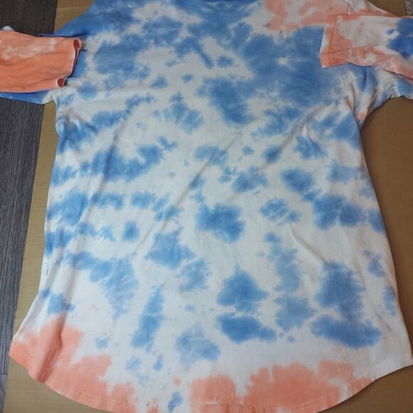 PacSun Scallop Fit Tie Dye Hoodie Blue/Orange L Beach Casual Boho Unisex Skater - Picture 6 of 11